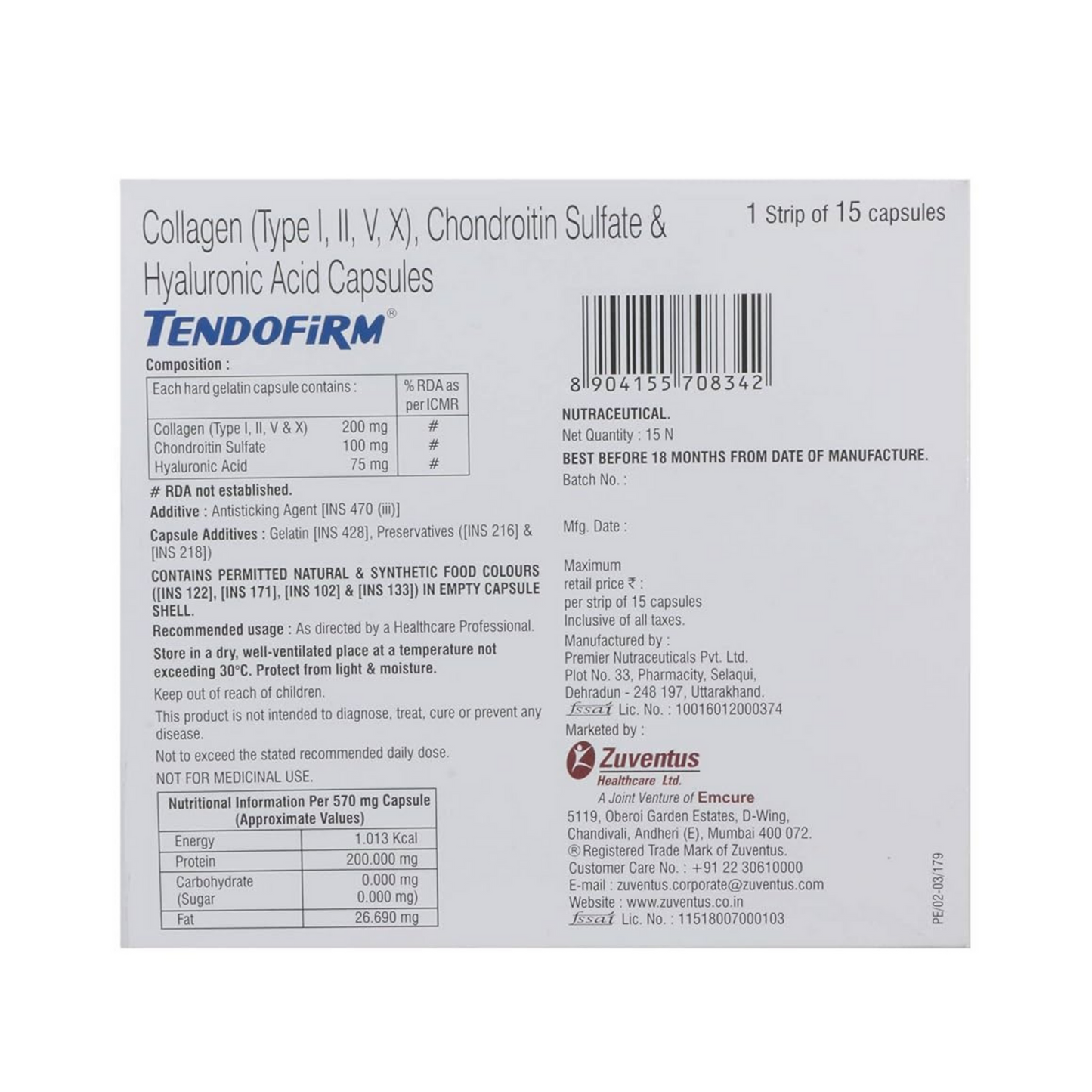 Tendofirm Capsule 15's