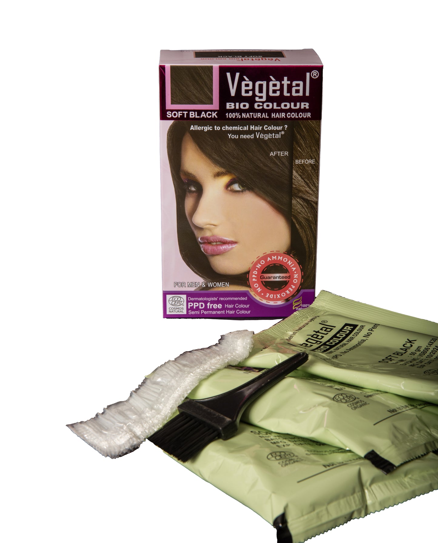 Vegetal Bio Colour 100% Natural Hair Colour For Men & Women - Soft Black | 150g