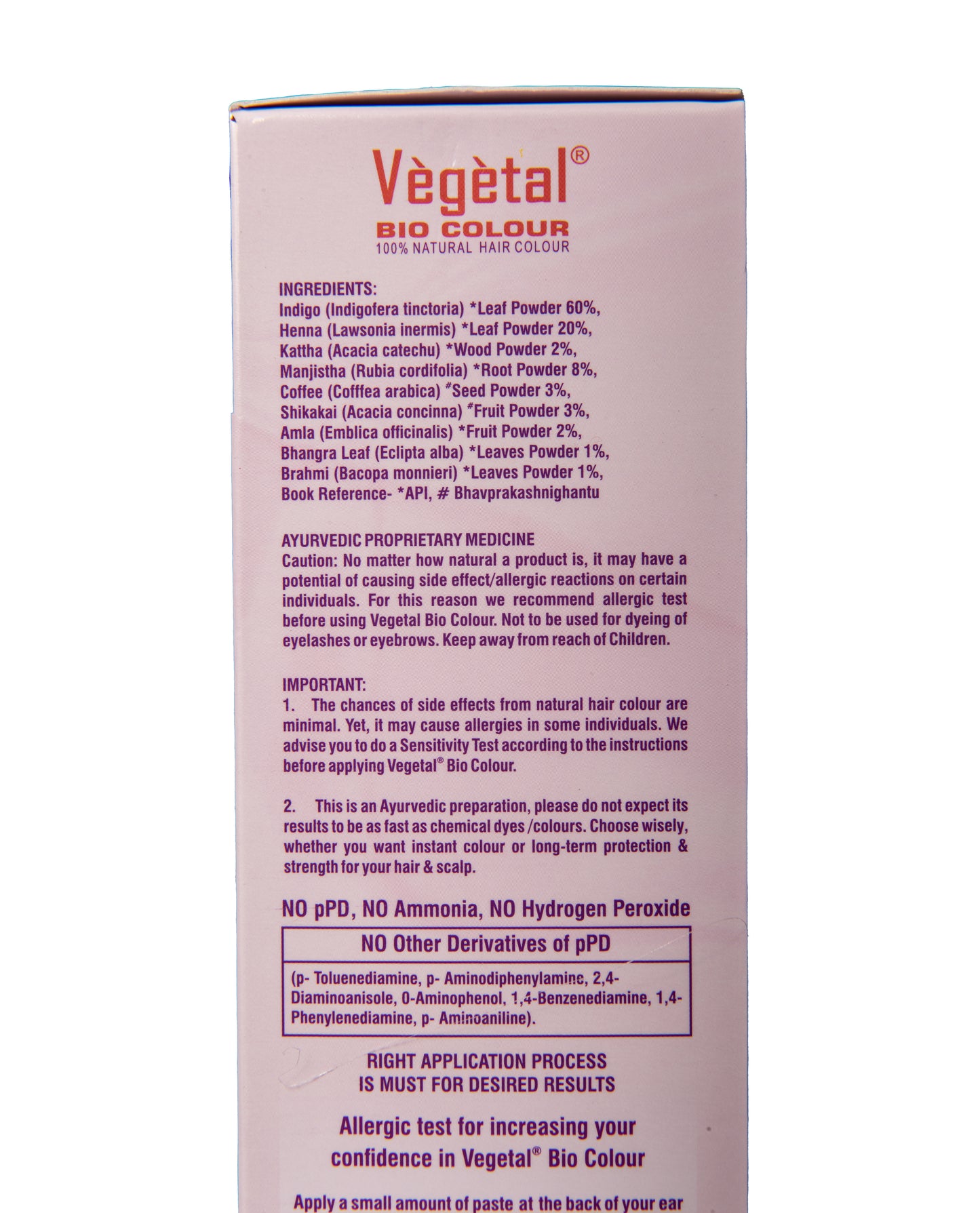 Vegetal Bio Colour 100% Natural Hair Colour For Men & Women - Soft Black | 150g