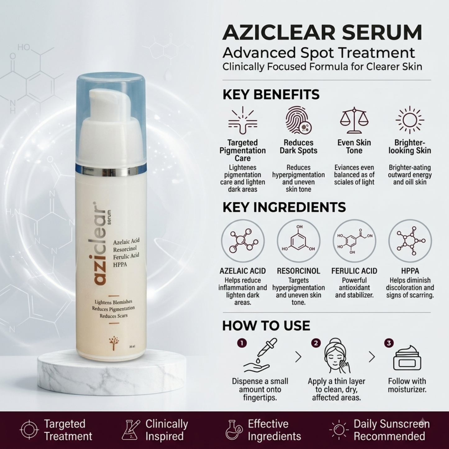 Aziclear Serum for Reducing Pigmentation and Signs of Ageing | 30 Ml