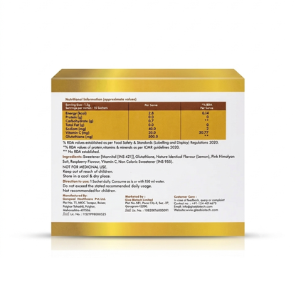 Glutaritz Glowing Skin Nutraceutical Sachet - Raspberry Lemon Flavour