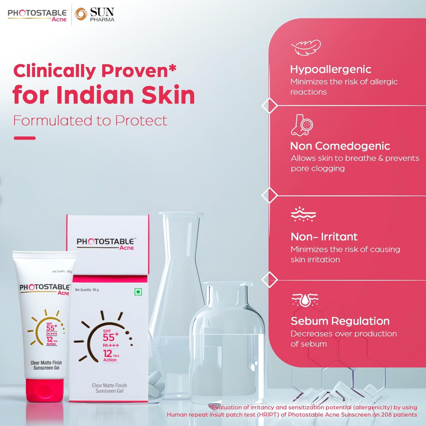 Photostable Acne Sunscreen Gel SPF 55+ PA+++ | 50g