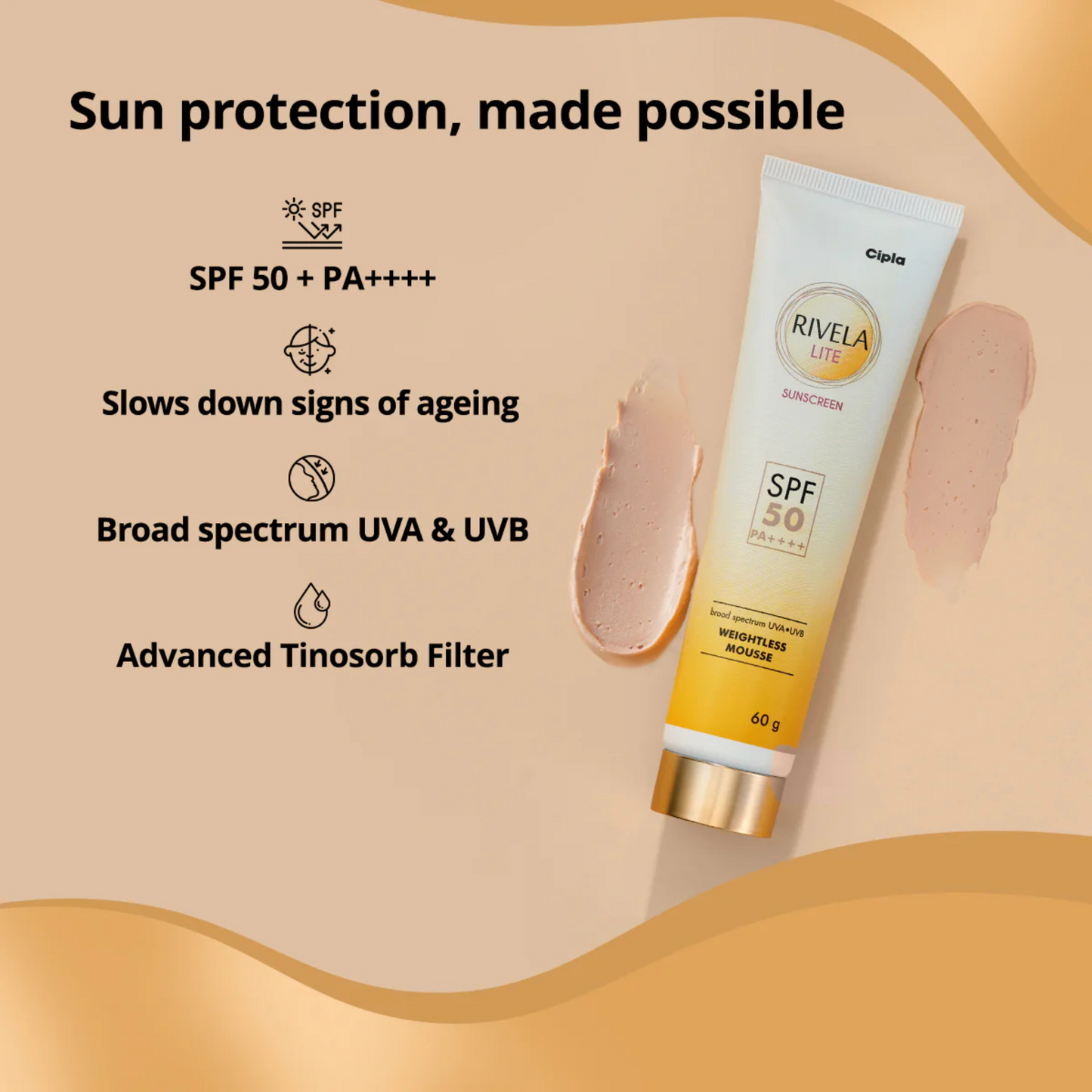 Rivela Lite Sunscreen SPF 50 PA++++ | 60g