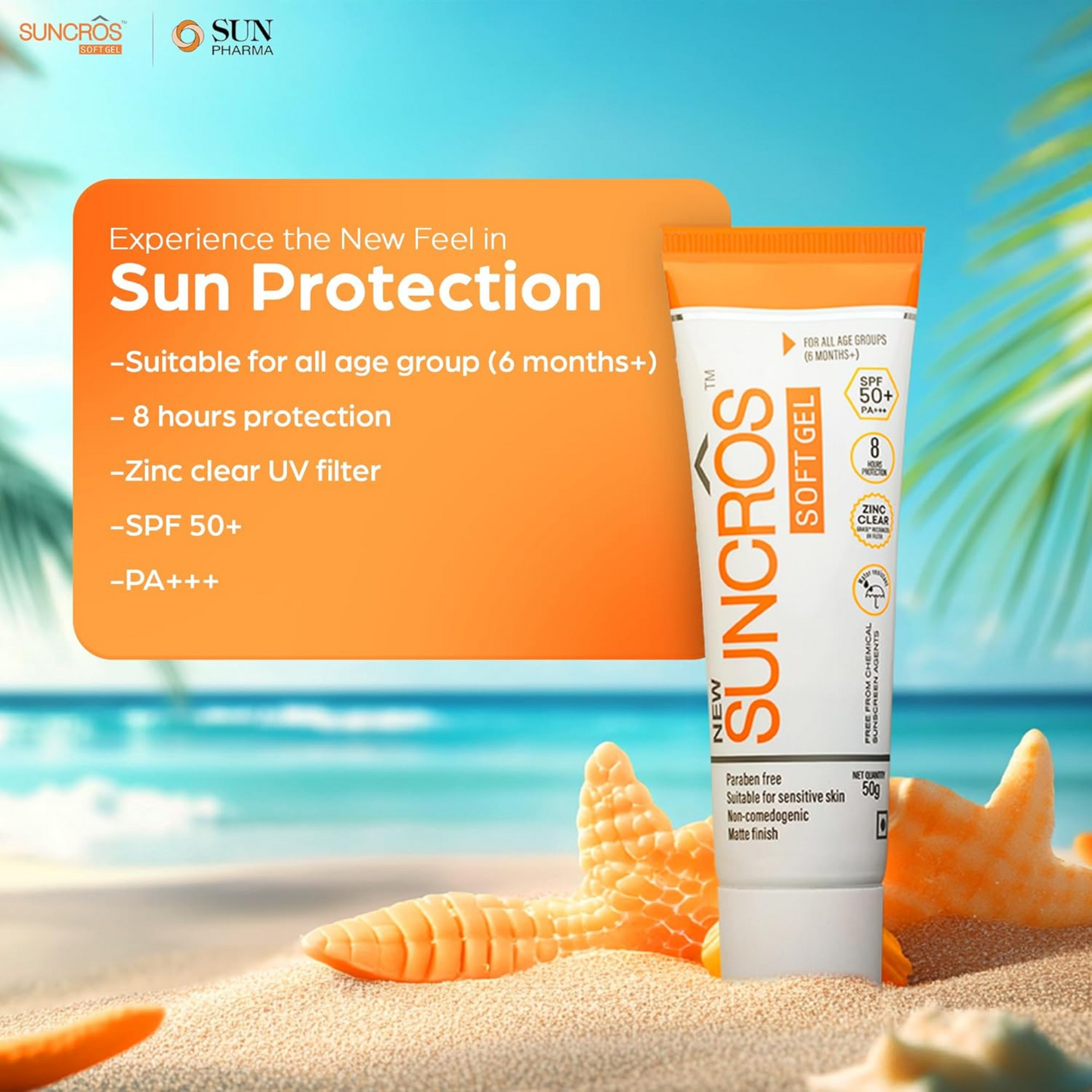 Suncros Matte Finish Sunscreen SPF 50+ | 50g