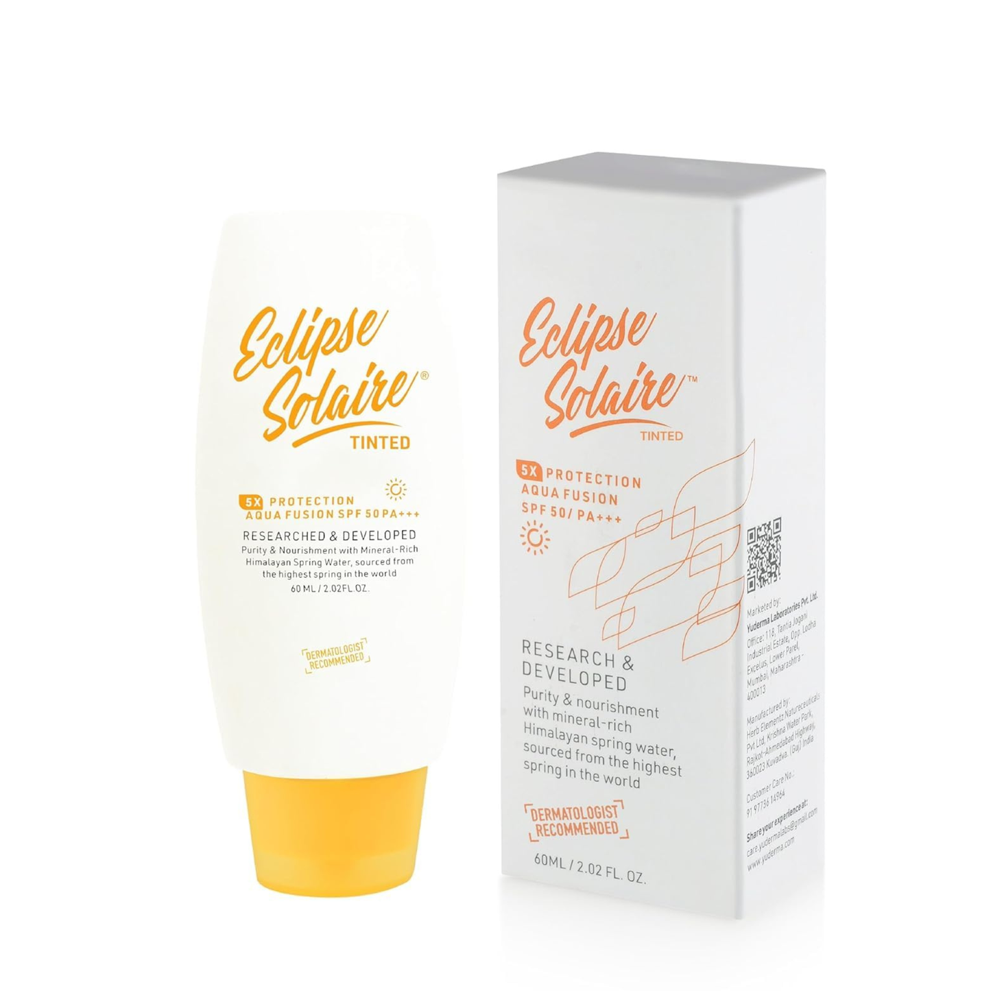 Yuderma Eclipse Solaire Tinted Aqua Fusion Sunscreen SPF 50 PA+++, 60 ml