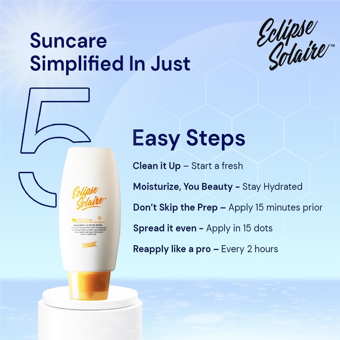 Yuderma Eclipse Solaire Tinted Aqua Fusion Sunscreen SPF 50 PA+++, 60 ml