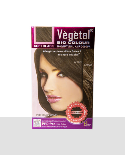 Vegetal Bio Colour 100% Natural Hair Colour For Men & Women - Soft Black | 150g