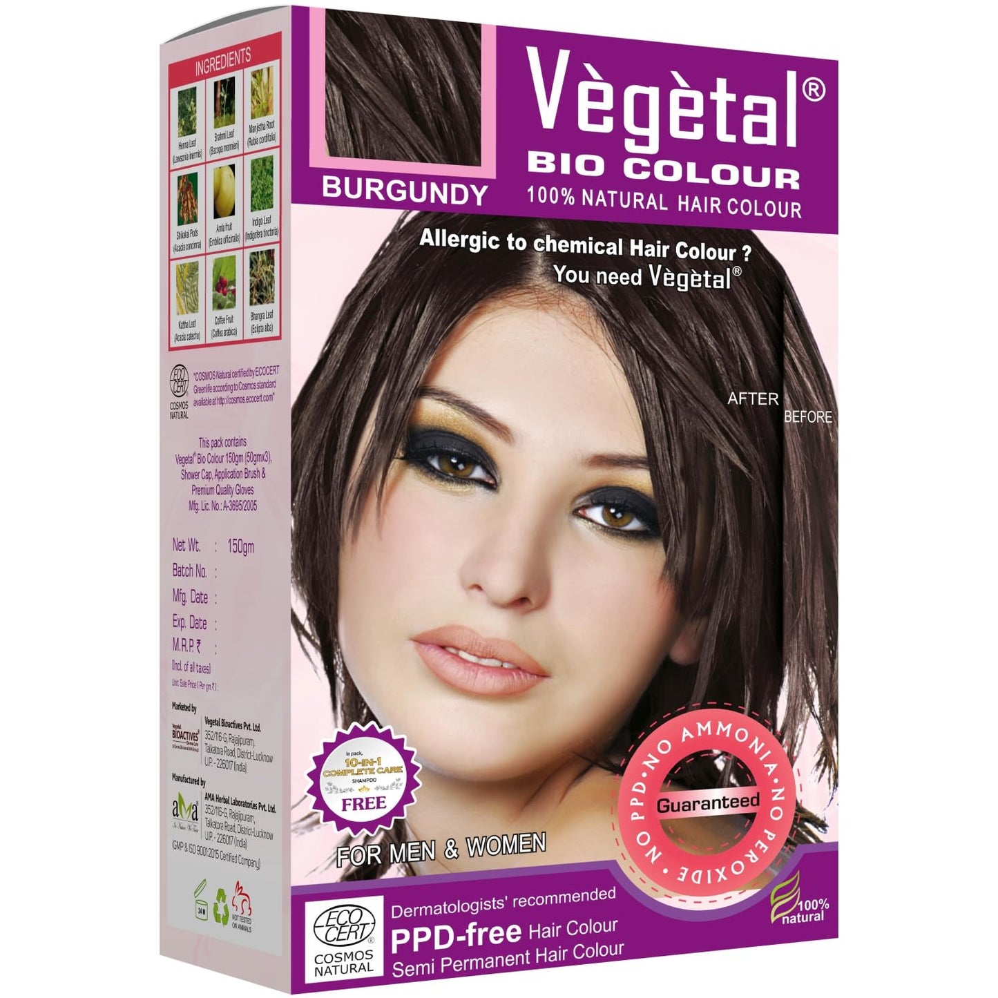 Vegetal Bio Colour 100% Natural Hair Colour For Men & Women -  | 150g